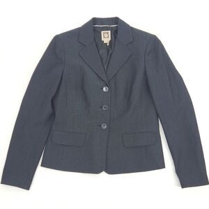 Vintage Ann Klein Blazer Suit Jacket Womens Size 8 Gray Single Breasted